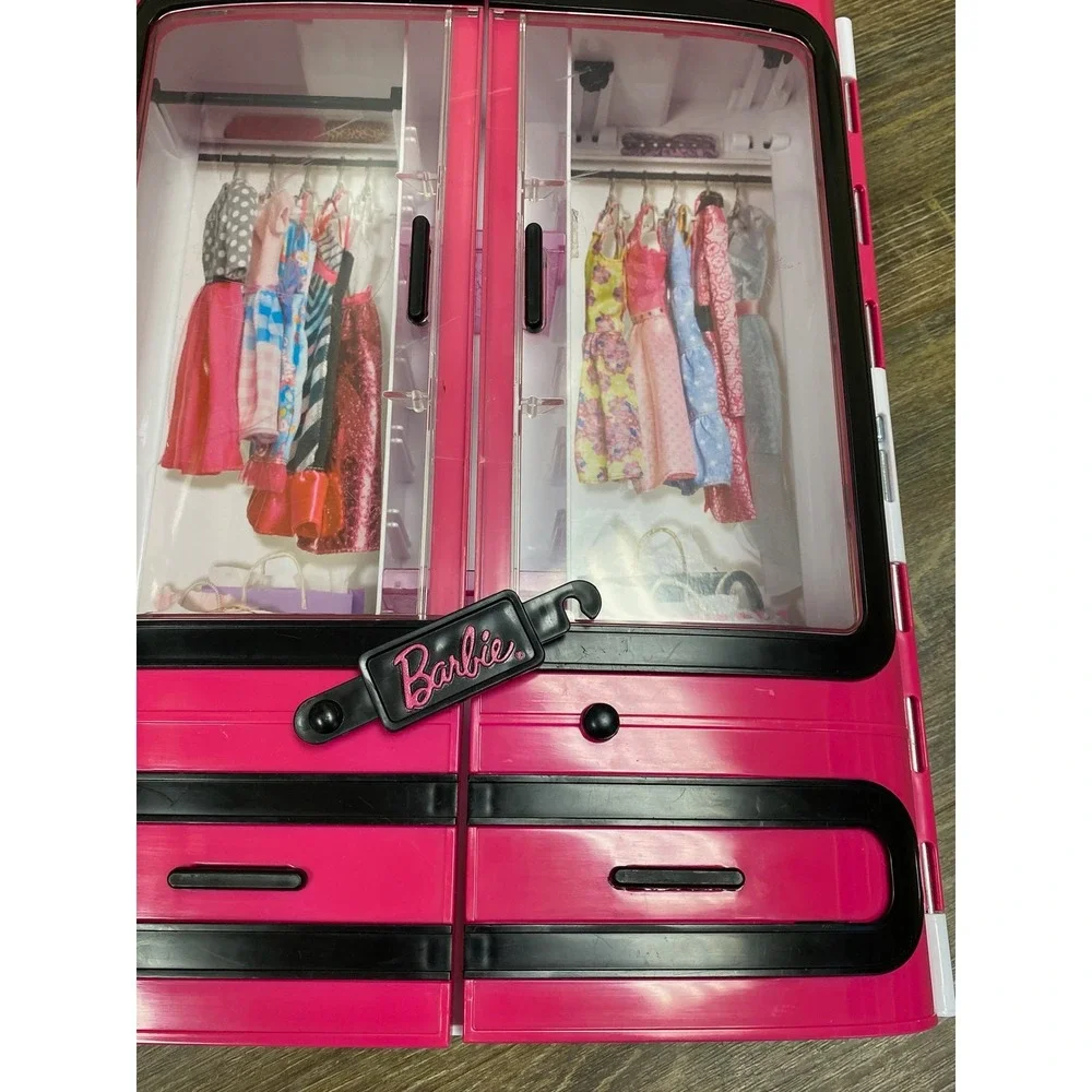 Mattel Barbie Ultimate Closet Pink Portable Doll Fashion Case DMT57 with Outfits